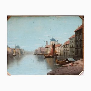 19th Century Venice Landscape with Golden Wood Frame