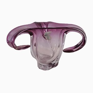Vintage Purple Tinted Crystal Glass Vase from the House of Val Saint Lambert, 1970s