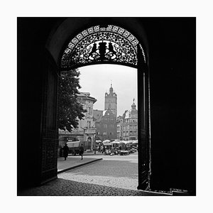 View Gate Residence Castle to Main Market Darmstadt, Allemagne, 1938, Imprimé en 2021