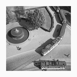 Trams on Way Through Centre Darmstadt, Germany, 1938, Printed 2021