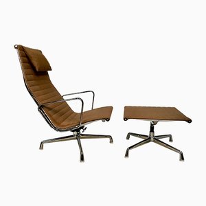 Set of EA 124 Aluminium Lounge Chair & EA 125 Ottoman by Charles & Ray Eames for Vitra, 1958
