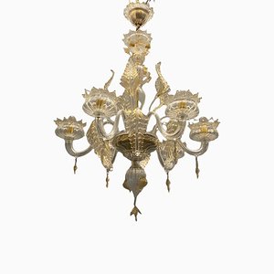 Italian Murano Glass Gold Chandelier by La Murrina