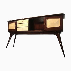 Italian Parchment Center Sideboard by Guglielmo Ulrich, 1950s