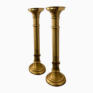 Brass Column Vases, 1970s, Set of 2