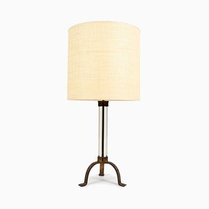 Glass and Gilt Metal Lamp by Maison Ramsay