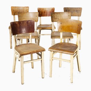 Bentwood Painted Dining Chairs by Ton, 1950s, Set of 7