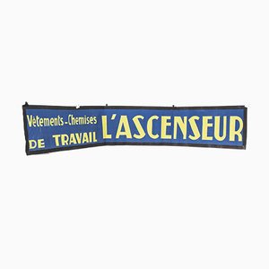 Striscione pubblicitario L'Ascenseur blu e giallo, anni '50