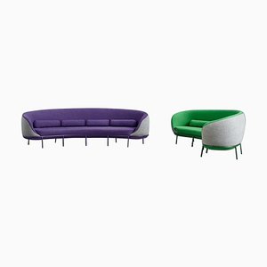 Purple & Green Nest Sofa Set by Paula Rosales, Set of 2