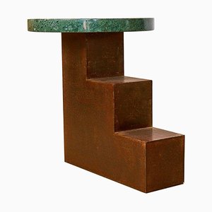 Einzigartiger Escalier Metall Beistelltisch mit Marmor von Jean-Baptiste Van den Heede