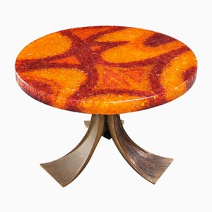 Coffee Table with Resin Top in the Style of Marie-Claude De Fouquieres, France, 1970s
