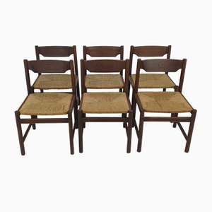 Mid-Century Large Wenge Dining Chairs, 1960s, Set of 6
