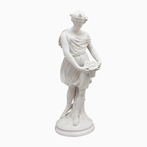 Figura de doncella de flores de Parian, siglo XIX