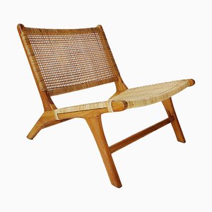 Brasilianischer Mid-Century Sessel aus Schilfrohr und Massivholz
