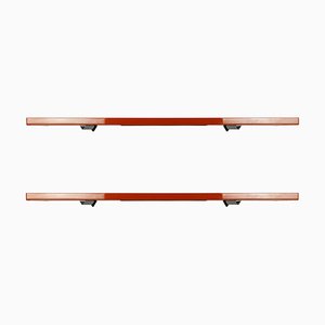 Red Brick Plastic & Chrome-Plated Metal Shelves from Elco, Set of 2