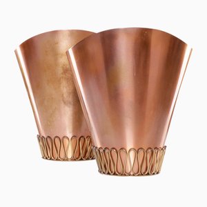 Mid-Century Conical Wall Lights in Copper, 1960s, Set of 2