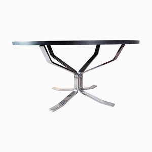 Table Basse Ronde avec Plateau en Ardoise Noire par Sigurd Ressell Falcon