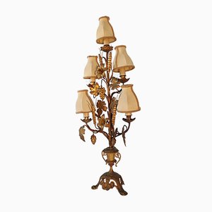 Large Candelabra Church Lamp with Flowers, Grapes, Vine Leaves and Ears of Corn, 1800s