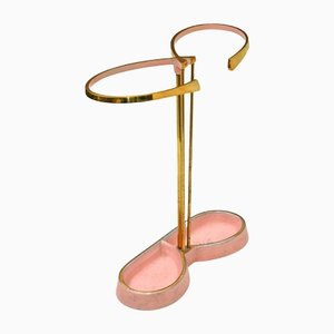 Symmetrischer Mid-Century Schirmständer in Gold & Pink, 1950er