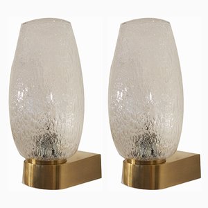 Vintage Brass and Blown Glass Sconces, 1960s, Set of 2