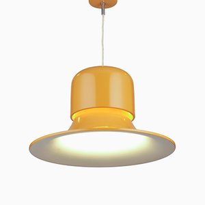 Lámpara colgante Mid-Century en amarillo mostaza de Stilnovo, Italia, años 70