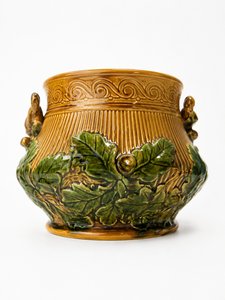 French Barbotine · Squirrel-Handled Cachepot