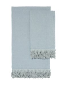 Linen Bath Towels with Long Fringe by Once Milano, Set of 2