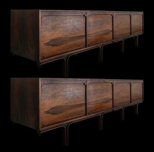 Vintage Italian Sideboards in Rosewood by Gianfranco Frattini for Bernini, Set of 2