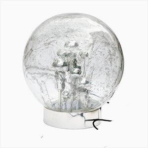 Large Table or Floor Lamp in Chrome with Smoked Bubble Glass Globe from Doria Leuchten, 1970s