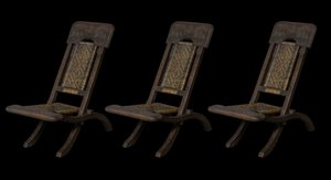 Burmese Folding Chairs, 1890s, Set of 3