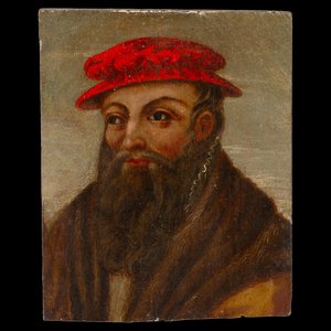 Bearded Man Portrait, Oil Painting on Panel, 17th Century