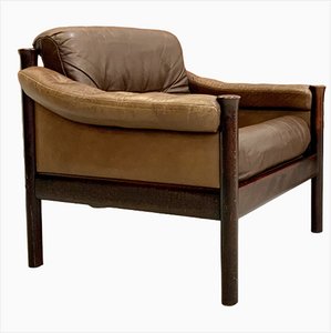 Sillón Safari escandinavo Mid-Century de cuero de Torbjorn Afdal para Bruksbo, Noruega, años 60