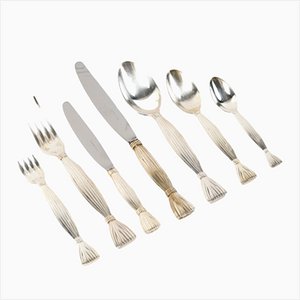 Moisson Besteckset aus Silbermetall von Hermès Paris, 1950er, 48 . Set