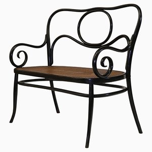 Art Nouveau Bentwood Ebonised Bench No 96 attributed to Thonet, 1900s