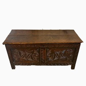 Antique 17th Century Quality Carved Oak Coffer