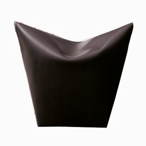 Mao Dark Brown Leather Pouf By Viola Tonucci, Tonucci Collection