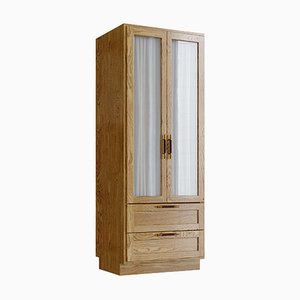 Wardrobe in Natural Oak, Brass, and Leather by Lind + Almond for Jönsson Inventar