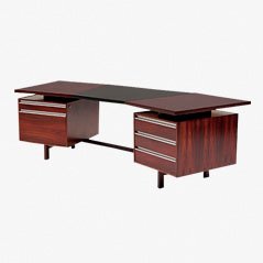 Rosewood and Leather Boomerang Desk