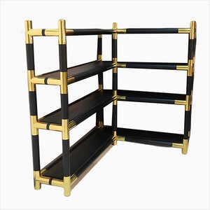 Mid-Century Modern Brass Free Standing Corner Shelf, 1970s