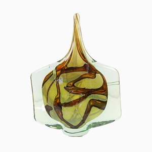 Vaso grande vintage in vetro a forma di pesce di Michael Harris per Mdina, anni '80