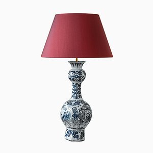Large Table Lamp in Blue and White from Delftware