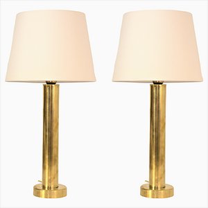 Lampade da tavolo grandi moderne in ottone di Kosta Elarmatur, Svezia, anni '40, set di 2