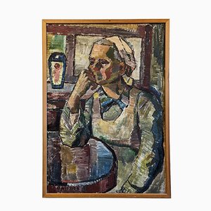 Contemplation in Colour, 1950s, Oil Painting, Framed