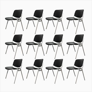 Black Dsc106 Desk Chairs by Giancarlo Piretti for Anonima Castelli, Italy, 1965, Set of 12