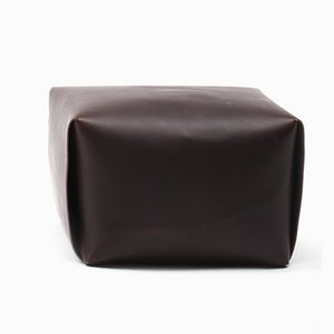 Big Bao Dark Brown Leather Pouf By Viola Tonucci, Tonucci Collection