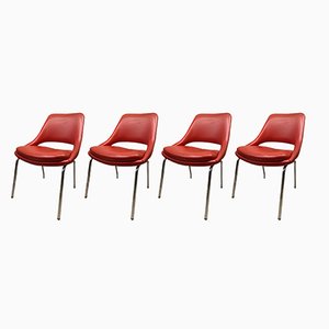 Vintage Game Chairs in Red, Set of 4