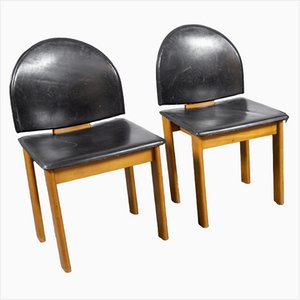 Chaises de Salle à Manger Girgi en Cuir par Tobia & Afra Scarpa, Set de 2