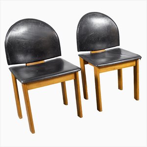 Girgi Esszimmerstühle aus Leder von Tobia & Afra Scarpa, 2er Set