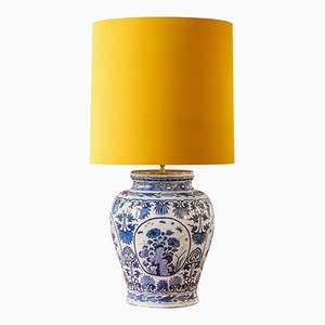 Große Tischlampe in Blau & Weiß von Delftware