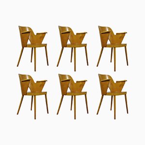 Beech Dining Chairs by Oswald Haerdtl for Ton (Thonet), Former Czech Republic, 1950s, Set of 6