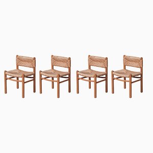 Mid-Century Rush Dining Chairs in style of Perriand, Set of 4